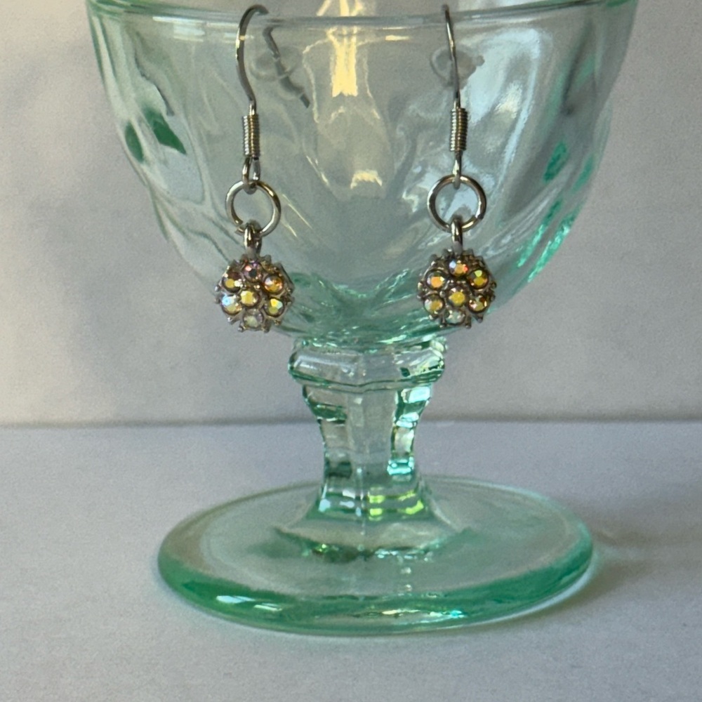 Elegant Silver and multi AB Crystal Earrings